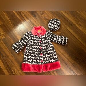 Penelope Mack Houndstooth Dress Coat and Hat Set size 6
